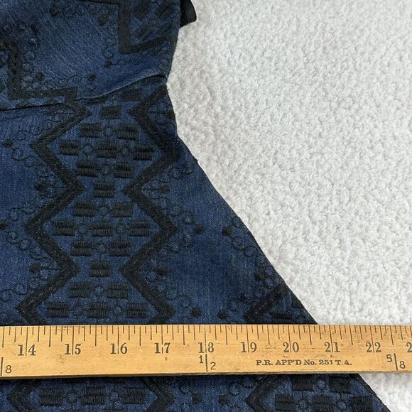 Mun Mun Women's Embroidered Fit & Flare Sleeveless Denim Dress Size M Blue EUC - Picture 6 of 10